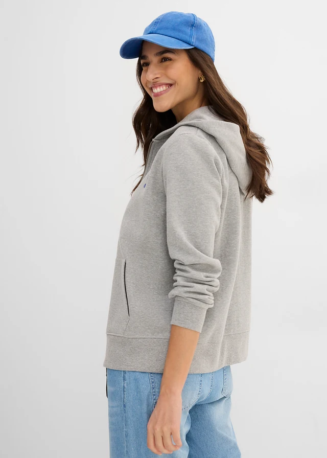 Sweat zippé à capuche, 100% coton • gris clair chiné • product-page.page-title-suffix