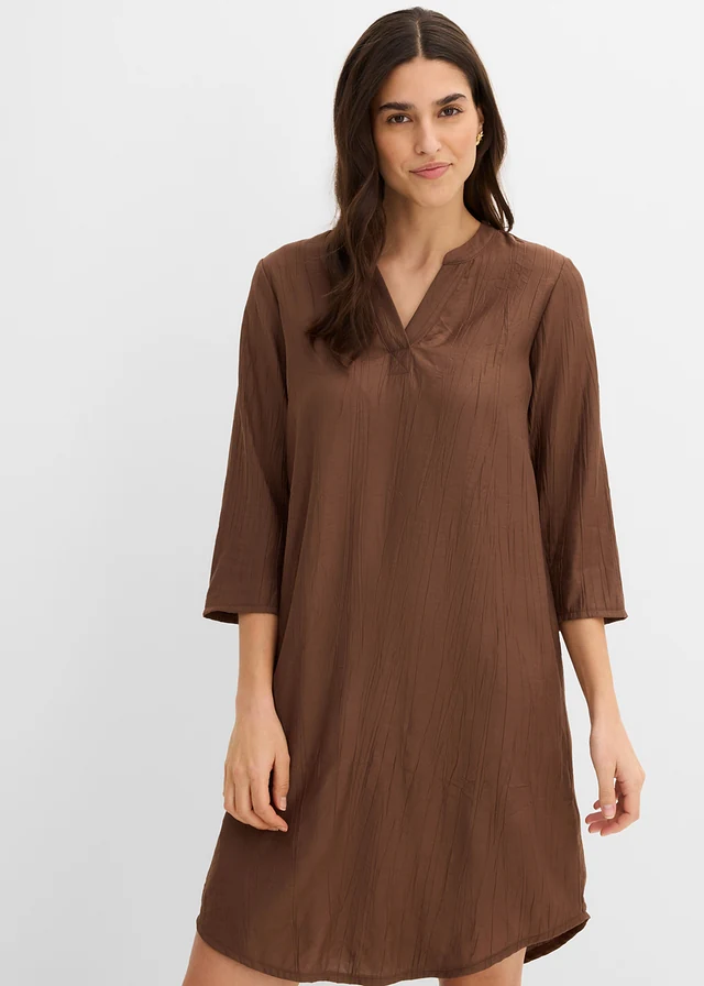 Robe-tunique texturée en viscose majoritaire • marron • product-page.page-title-suffix
