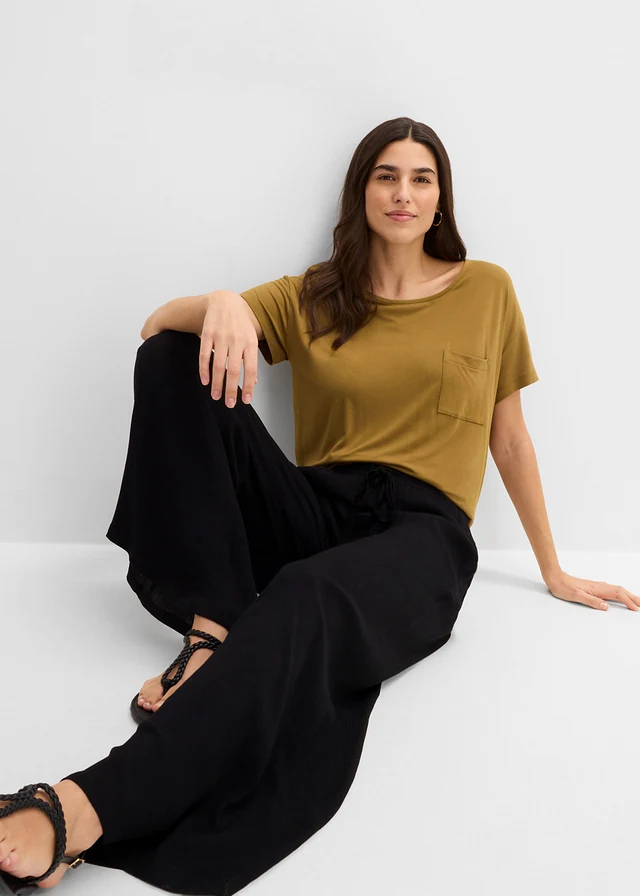 Pantaloni largi din viscoză fină • negru • magazin bonprix