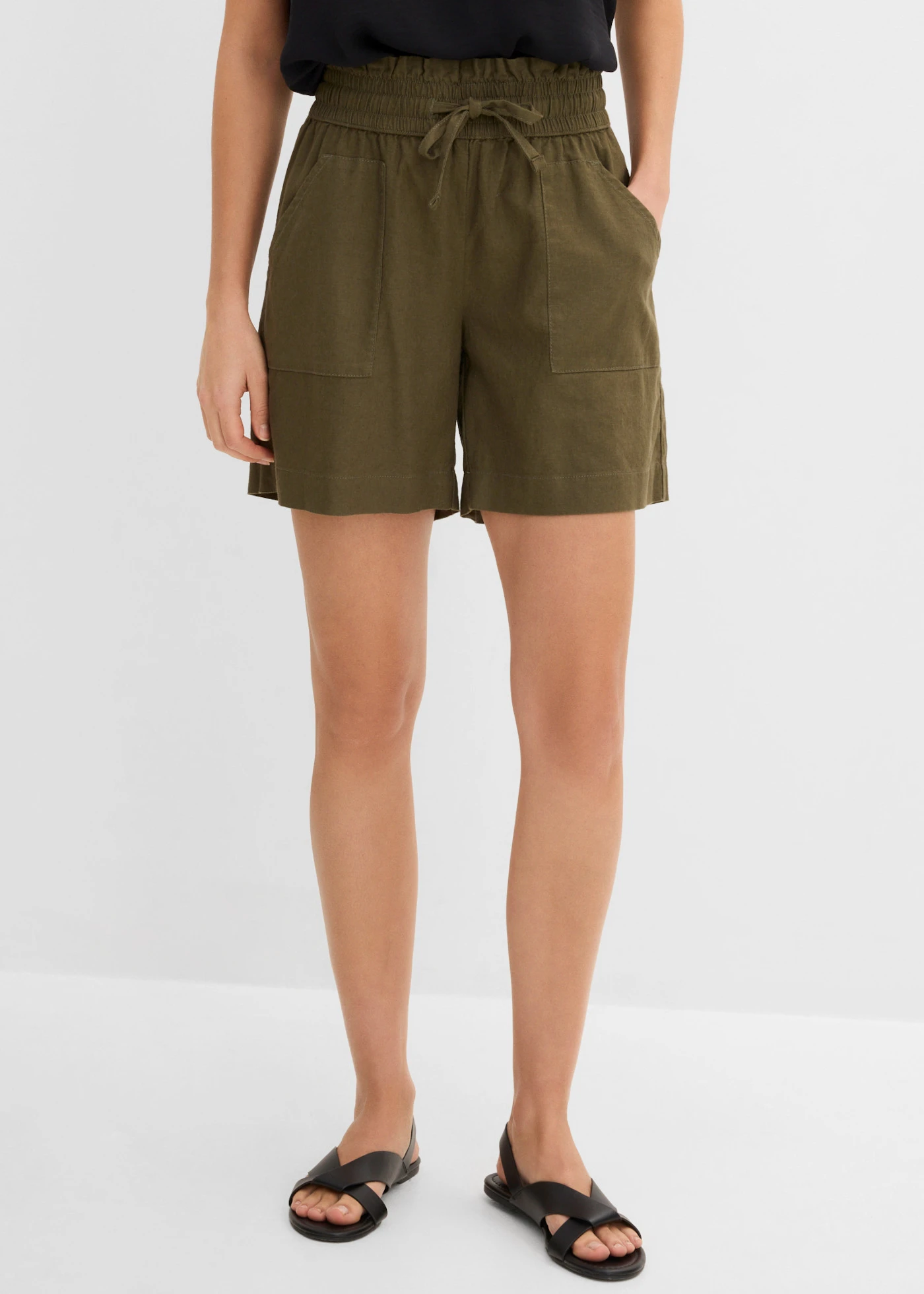 Linnen short • donkerolijfgroen • product-page.page-title-suffix