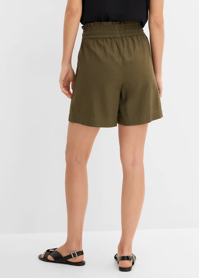 Linnen short • donkerolijfgroen • product-page.page-title-suffix
