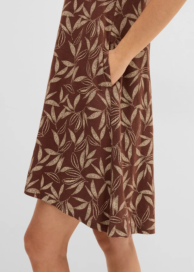 Rochie cu bretele din bumbac organic, mai lungă în spate • maro/bej nisipiu mat • magazin bonprix