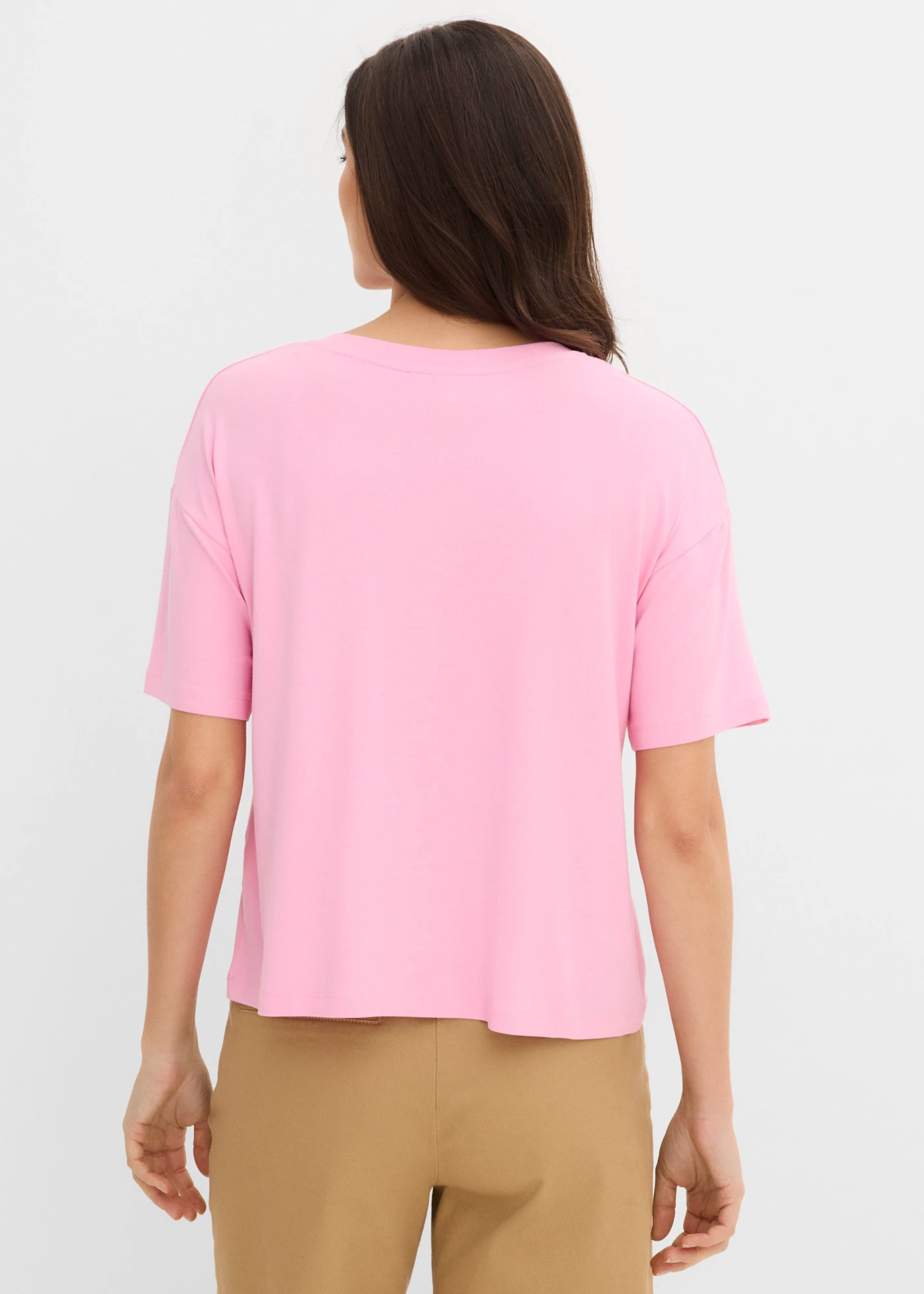 Cropped T-shirt met oversized schouders • roze/beige • product-page.page-title-suffix