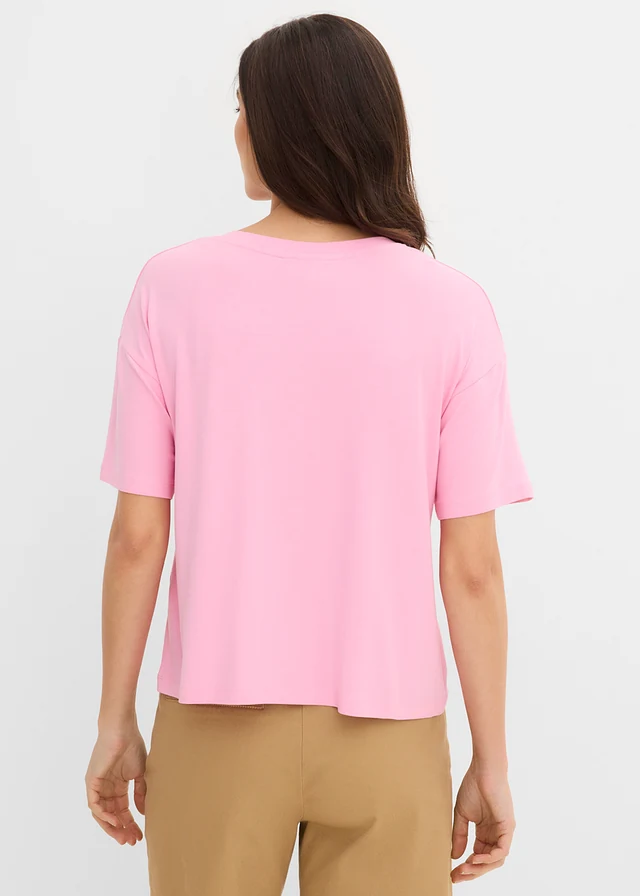 Cropped T-shirt met oversized schouders • roze/beige • product-page.page-title-suffix