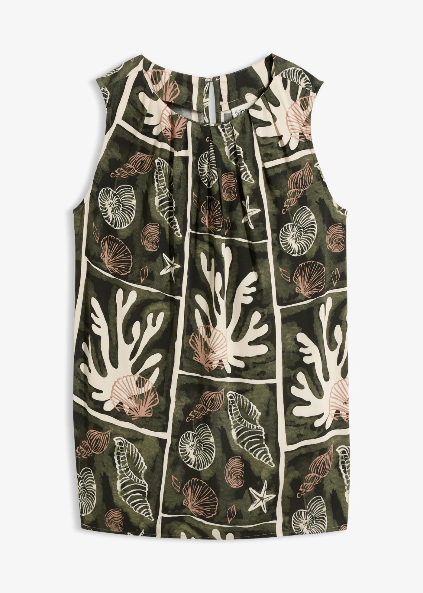 Top blouse en viscose fluide • beige galet-vert foncé imprimé • product-page.page-title-suffix