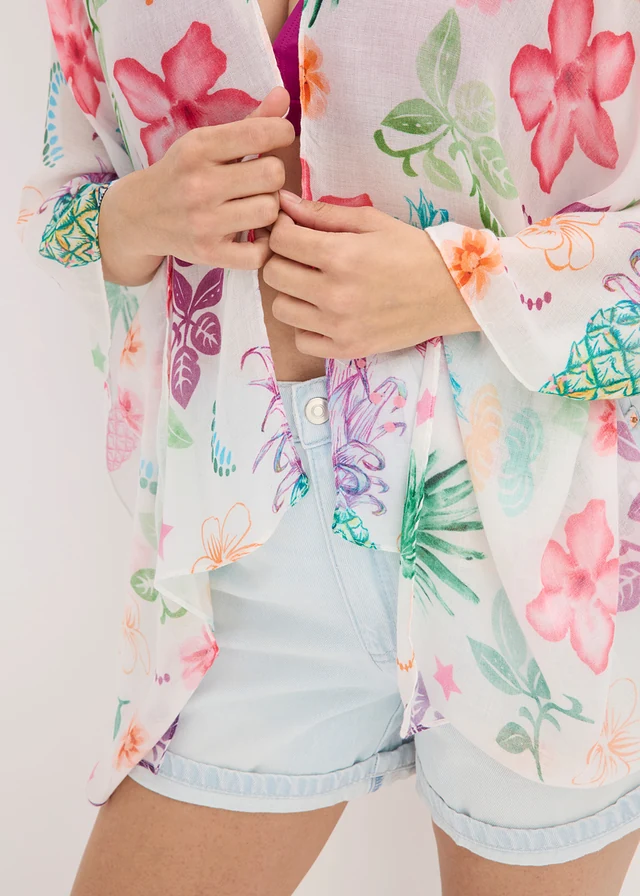 Lekkie letnie poncho • kremowy • sklep bonprix