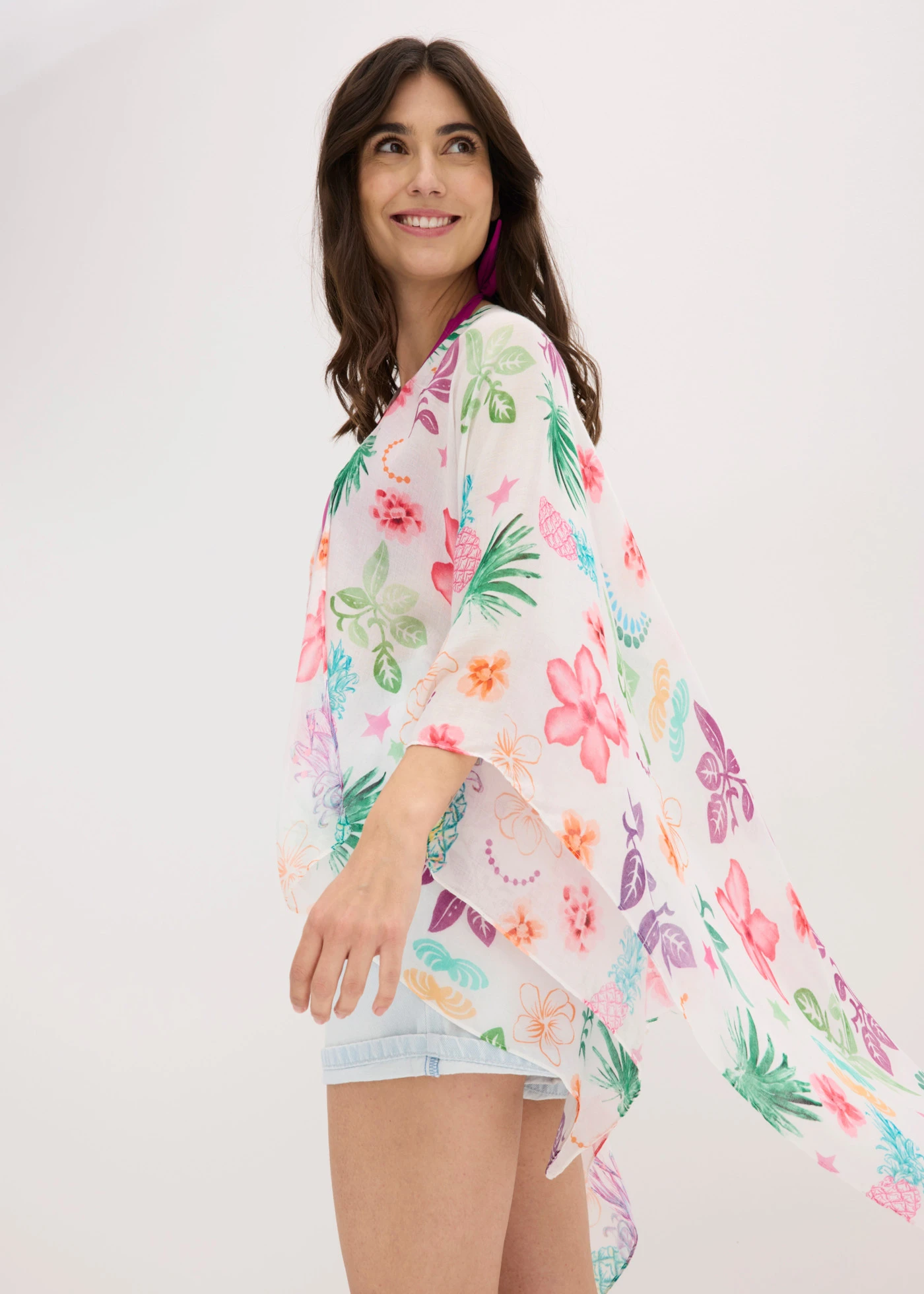 Poncho subțire de vară • alb crem • magazin bonprix