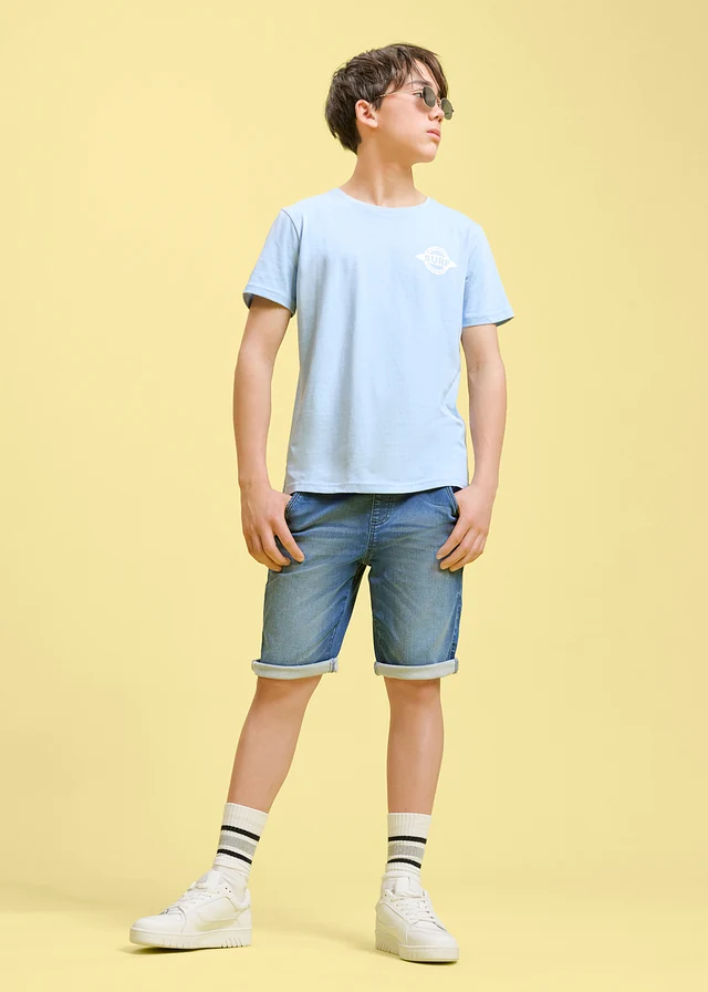 T-shirt van puur biologisch katoen met print op de rug • lichtblauw met print • product-page.page-title-suffix