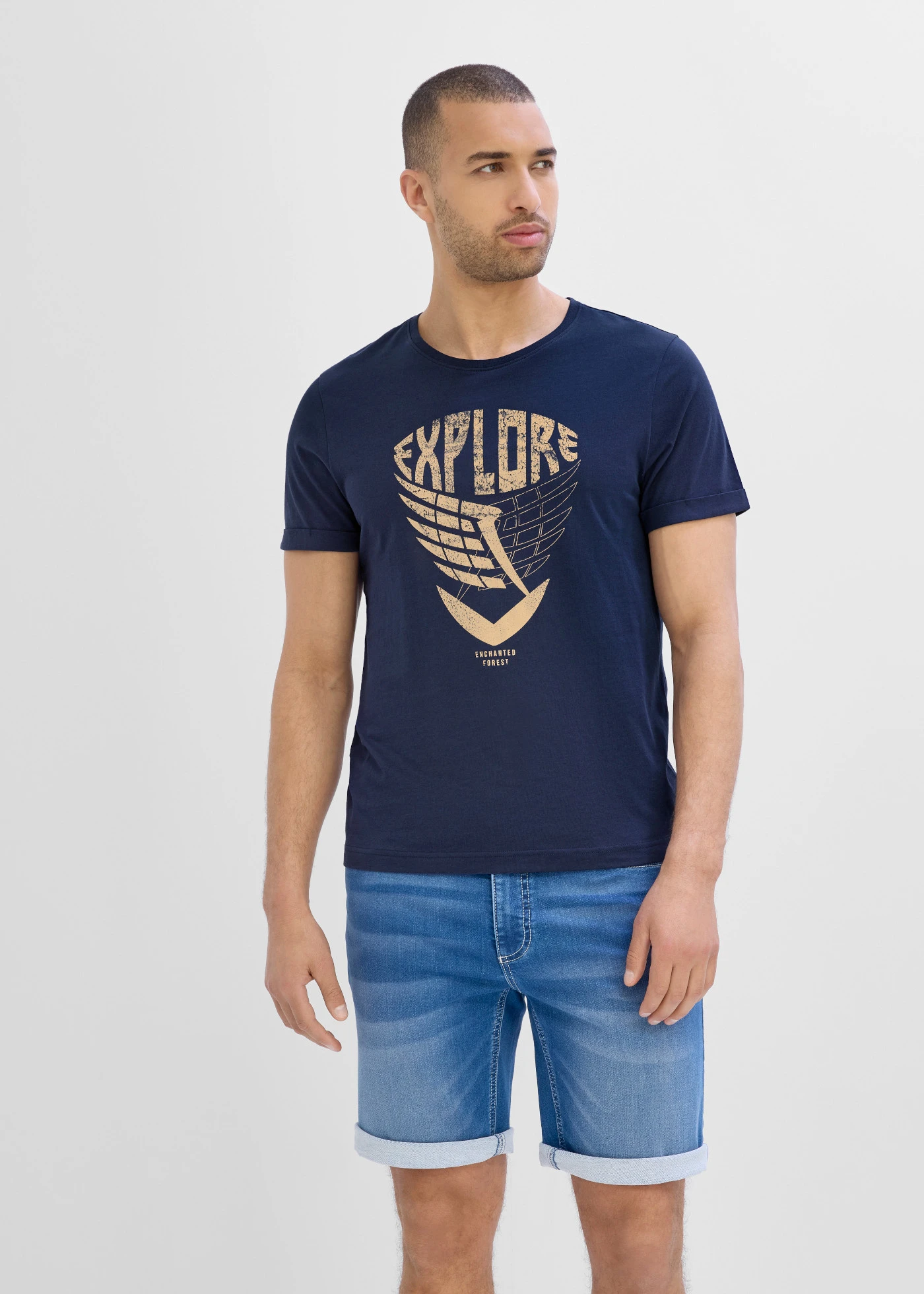 Tricou din bumbac organic • bleumarin cu imprimeu • magazin bonprix