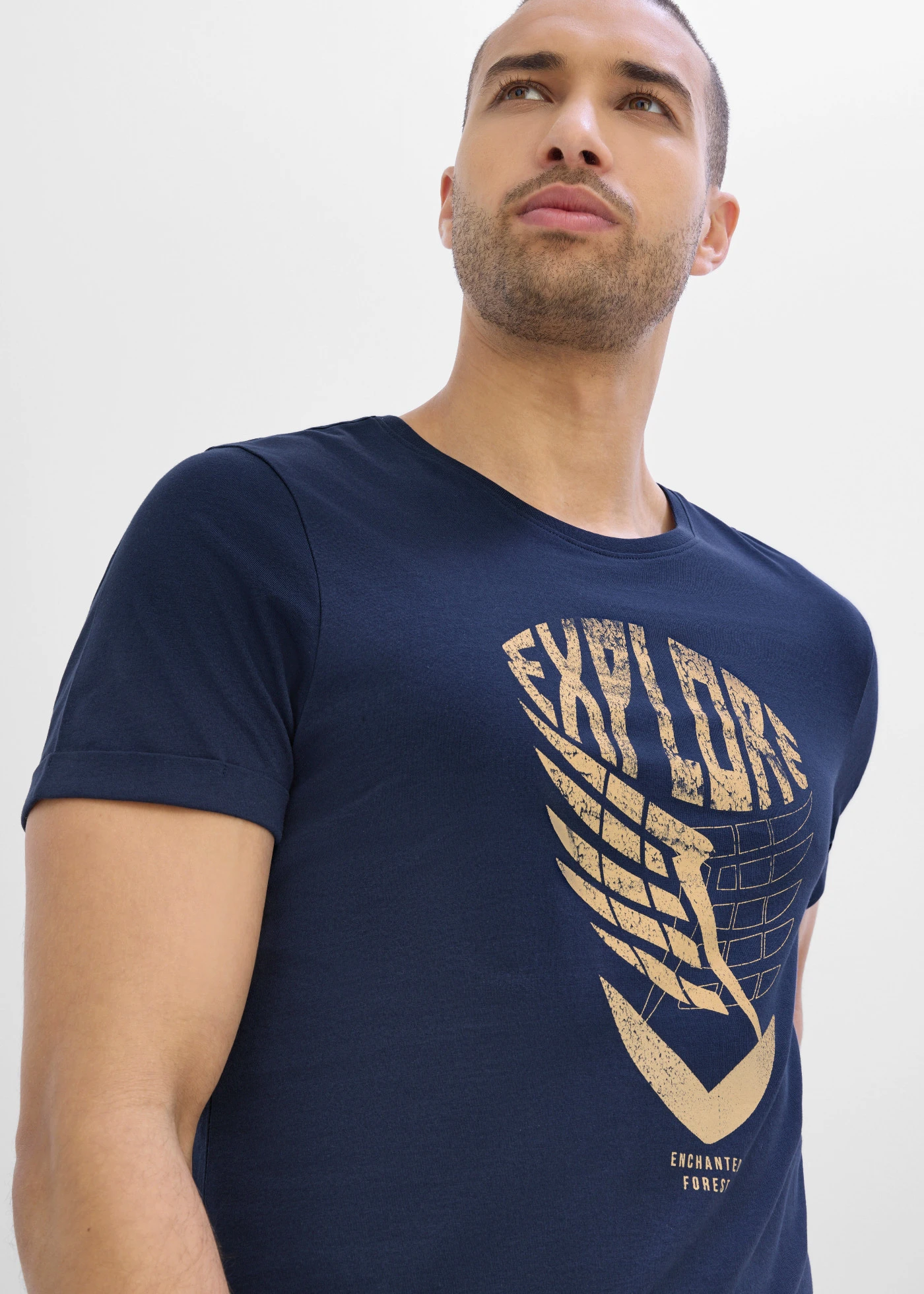 Tricou din bumbac organic • bleumarin cu imprimeu • magazin bonprix