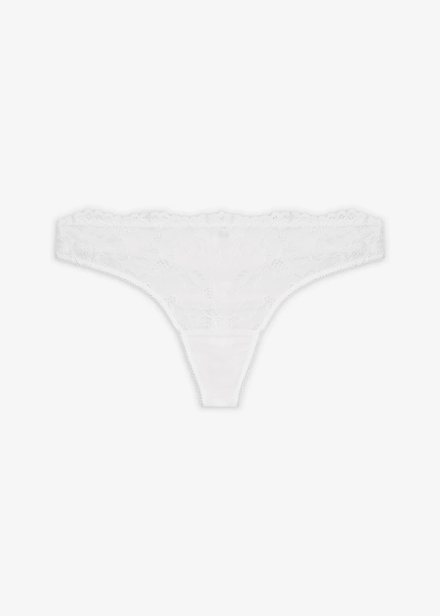 Chilot string din dantelă elegantă • alb • magazin bonprix