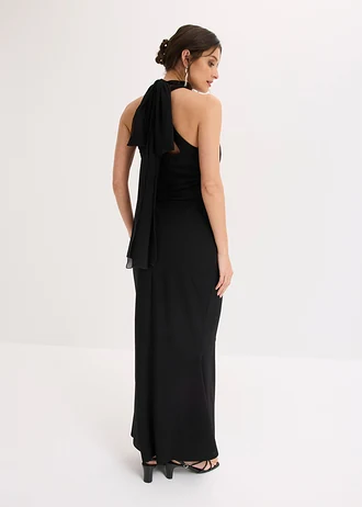 Robe de soirée en crêpe texturé, Couleur: noir