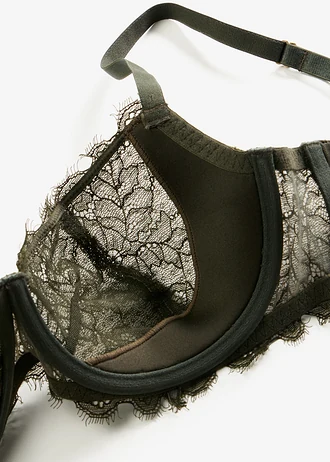 Soutien-gorge semi-rembourré à armatures et dentelle • olive foncé • Boutique bonprix