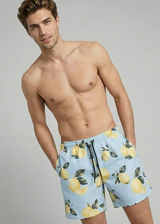 Șort de baie JJ REBEL • bleu-galben cu imprimeu • magazin bonprix