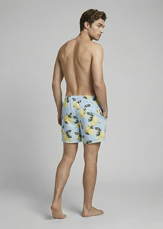JJ REBEL zwemshort, Kleur: lichtblauw-geel met print