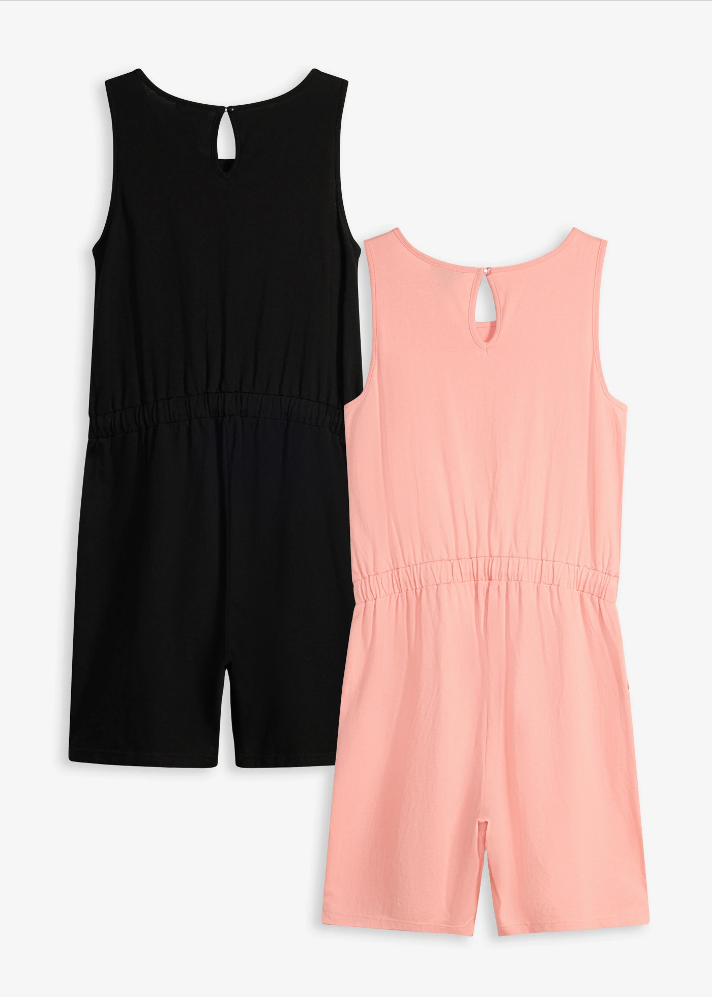 Salopetă de jerse din bumbac organic 100% (set/ 2 buc.) • negru+roz soft • magazin bonprix