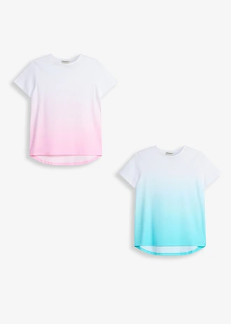 T-shirt z bawełny organicznej (2 szt.) • jasnoróżowy+morski • sklep bonprix