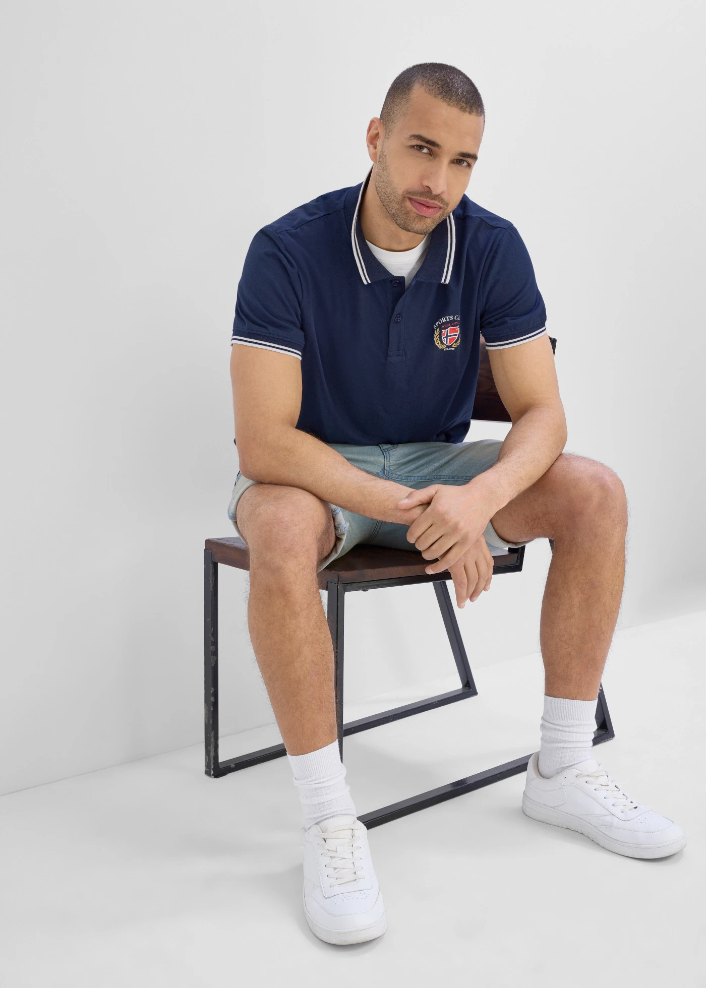 Polo manches courtes 100% coton • bleu foncé imprimé • product-page.page-title-suffix