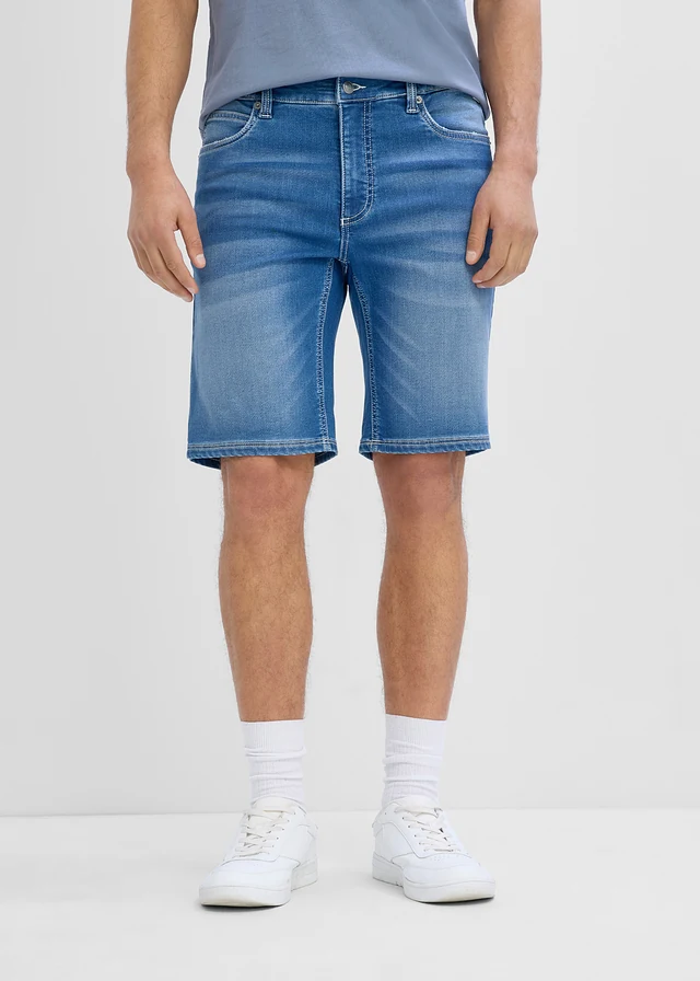 Teplákové džínové bermudy s pružným pasem, Regular Fit • modrý denim • bonprix obchod
