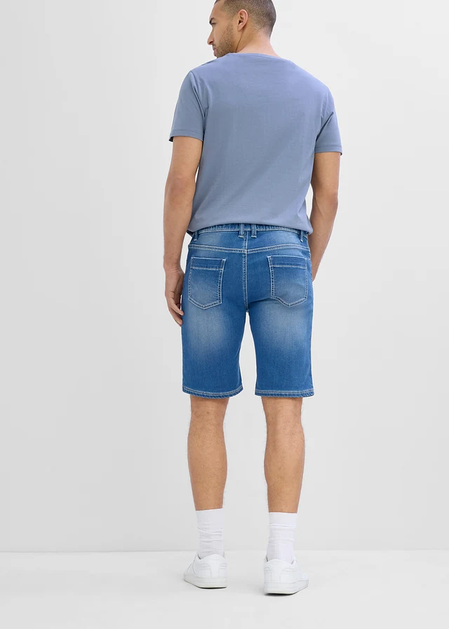 Sweatjeans bermuda met elastische tailleband, regular fit • blauw denim • product-page.page-title-suffix