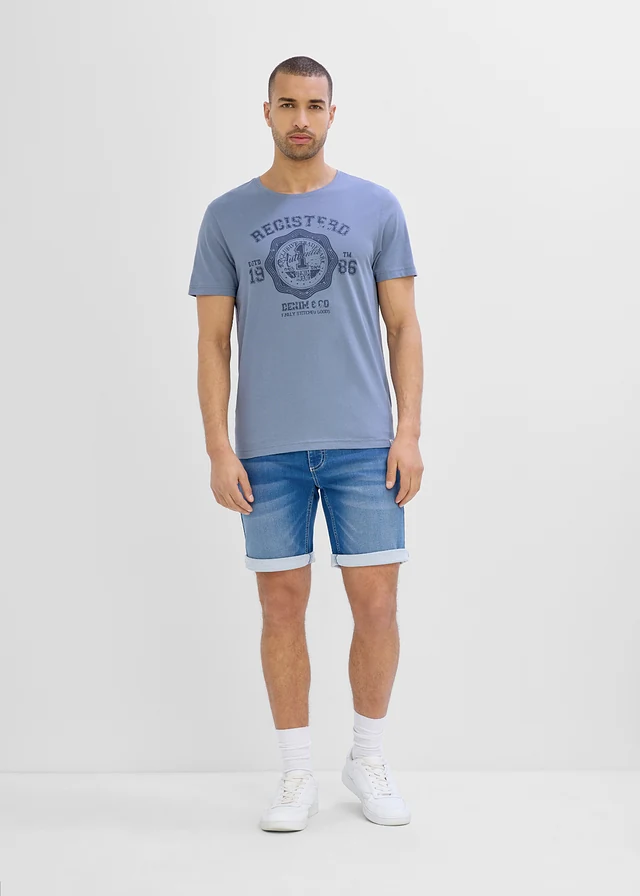 Teplákové džínsové bermudy s komfortným pásom, Regular Fit • modrá denim • obchod bonprix