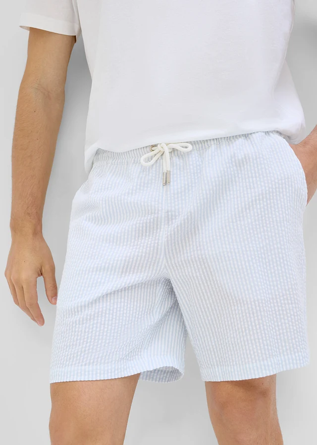 Pantaloni scurți cu elastic și șiret în talie, Loose Fit • albastru pudrat-alb cu dungi • magazin bonprix