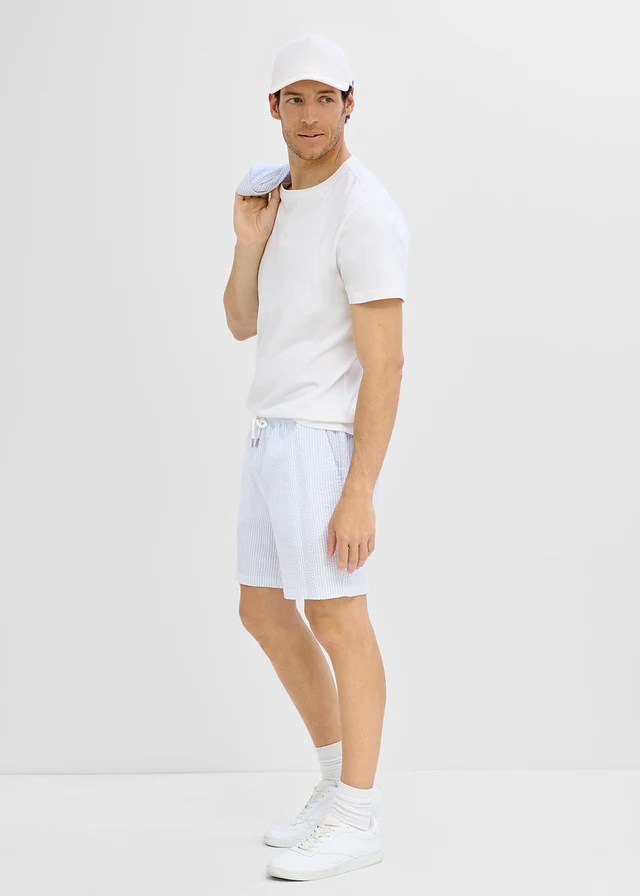 Short loose à taille élastiquée • bleu poudré-blanc rayé • product-page.page-title-suffix