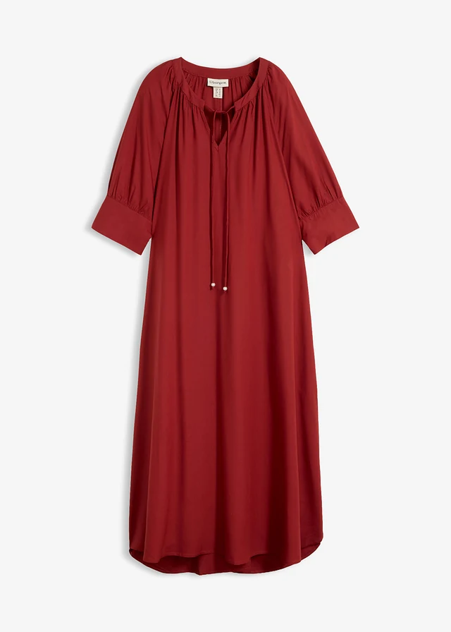 Rochie-tunică din viscoză fluidă, culoare: roșu oxid