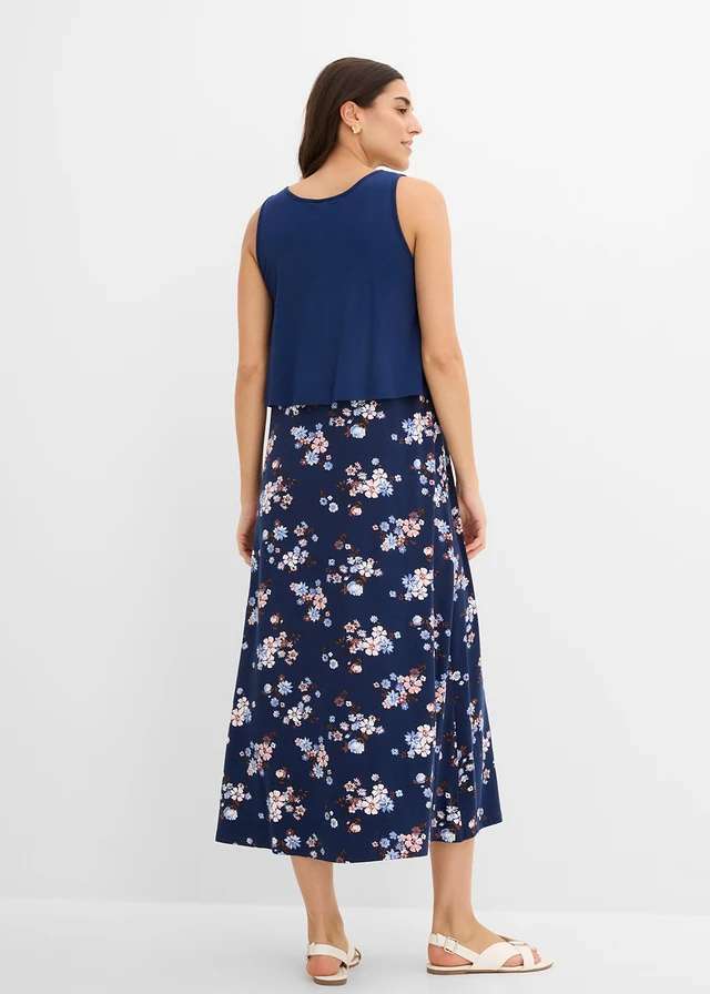 Rochie maxi din viscoză fină • bleumarin/indigo/albastru pudrat/roșu-castaniu/galben-piersică/ecru/negru floral • magazin bonprix