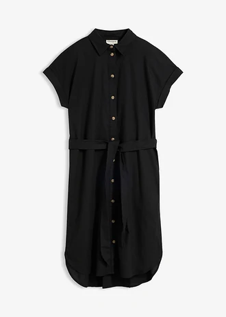 Robe chemise en lin mélangé avec ceinture à nouer