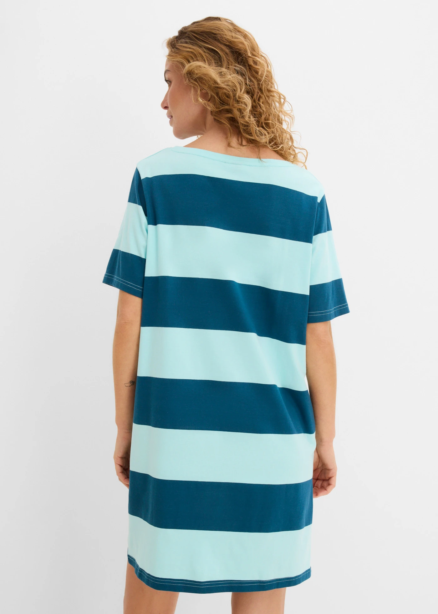 Robe boxy, 100% coton • bleu aqua/pétrole rayé • Boutique bonprix