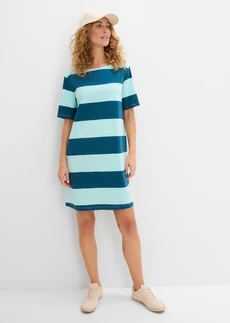 Robe boxy, 100% coton • bleu aqua/pétrole rayé • Boutique bonprix