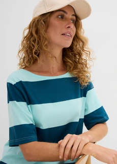 Robe boxy, 100% coton • bleu aqua/pétrole rayé • Boutique bonprix