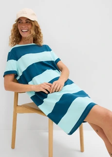 Robe boxy, 100% coton • bleu aqua/pétrole rayé • Boutique bonprix