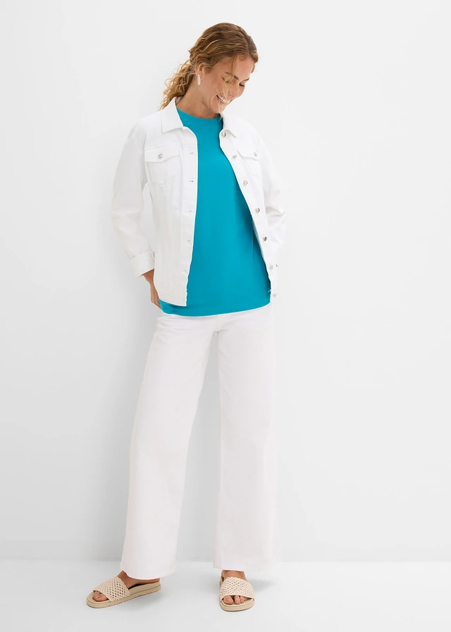 Oversized shirt van puur, zwaar biologisch katoen, Kleur: laguneblauw
