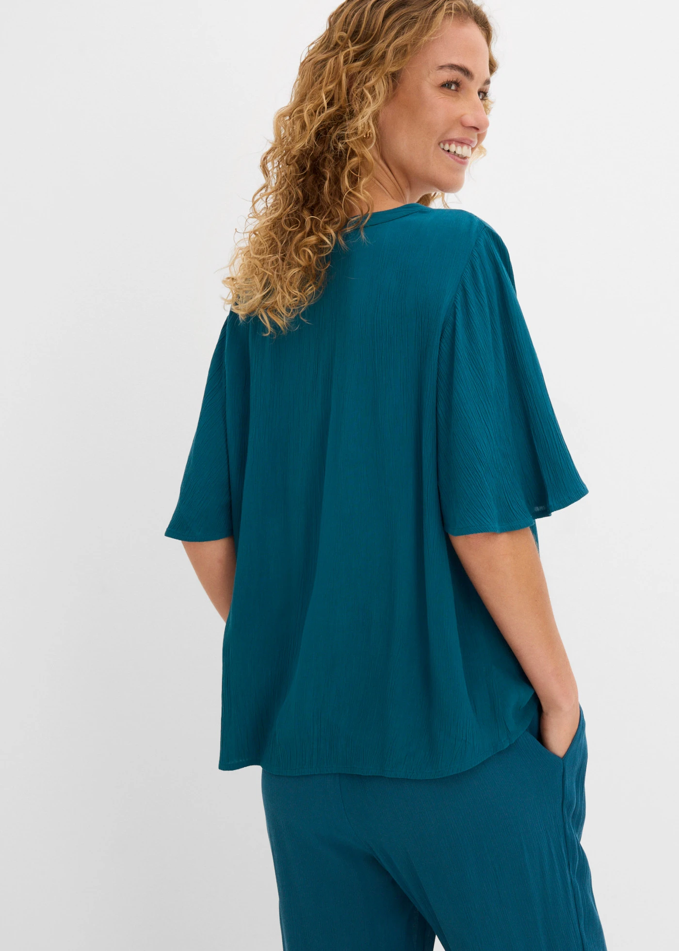 Tuniekblouse van soepele viscose • blauwpetrol • product-page.page-title-suffix
