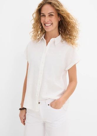 Katoenen blouse met broderie anglaise • wolwit • bonprix online shop