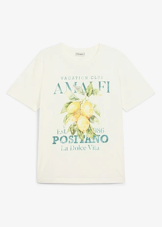 Tricou din bumbac organic 100%, culoare: ecru, cu imprimeu
