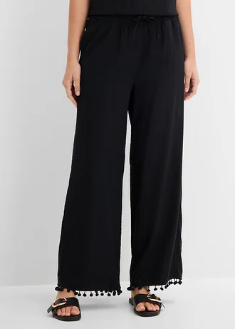 Instapbroek van een soepele viscosemix, Kleur: zwart