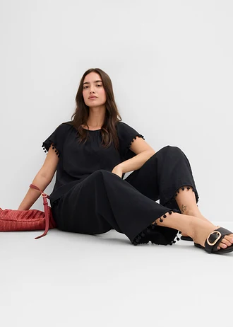 Instapbroek van een soepele viscosemix, Kleur: zwart