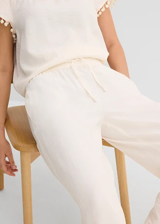 Pantalon fluide à taille élastiquée • écru • Boutique bonprix