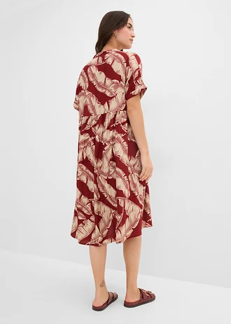 Robe caftan midi en viscose fluide • rouge désert-sable clair imprimé • Boutique bonprix