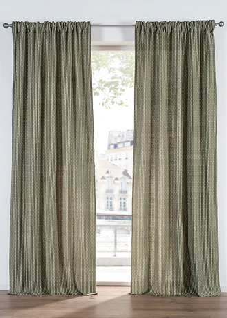 Draperie din material țesut din bumbac organic (1 buc.) • verde măsliniu/crem • magazin bonprix