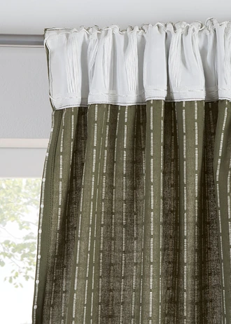 Draperie din material țesut din bumbac organic (1 buc.) • verde măsliniu/crem • magazin bonprix