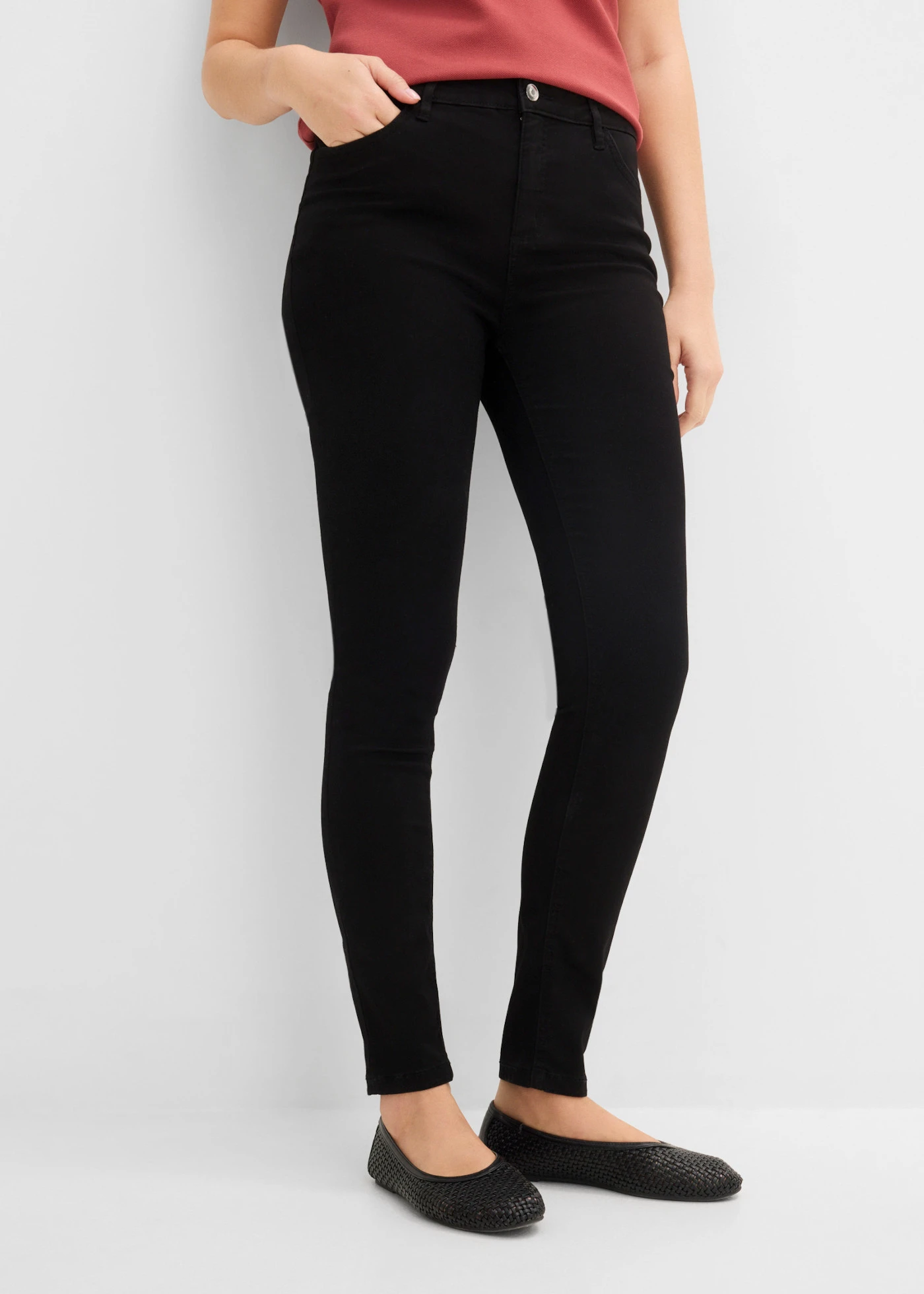 Blugi skinny Mid Waist, super stretch • negru denim • magazin bonprix