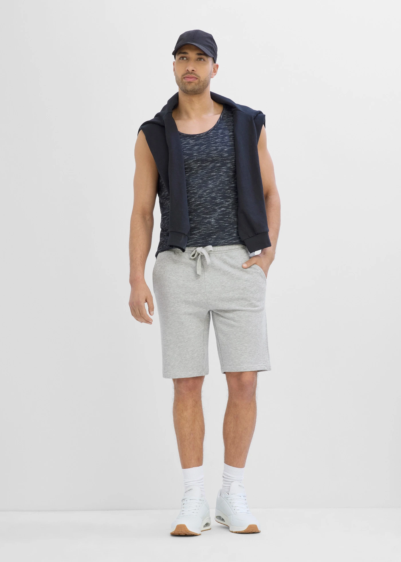 Tanktop (set van 2) • zwart gemêleerd+lichtgrijs gemêleerd • bonprix online shop