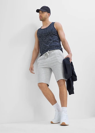 Tank top (2 szt.) • czarny melanż + jasnoszary melanż • sklep bonprix