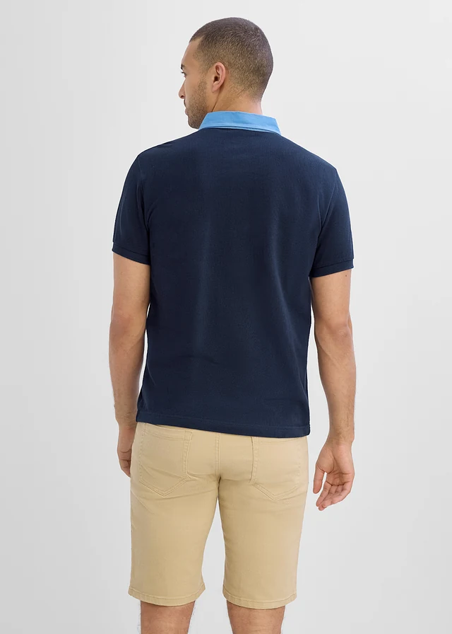 Polo en maille piquée 100% coton, Couleur: bleu foncé