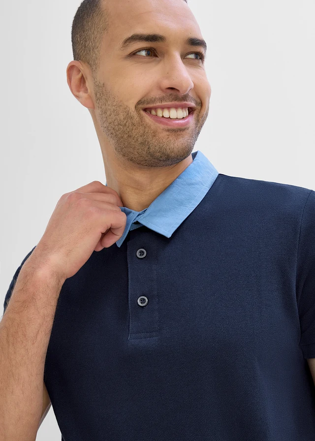 Bluză polo piqué din bumbac organic 100% • bleumarin • magazin bonprix