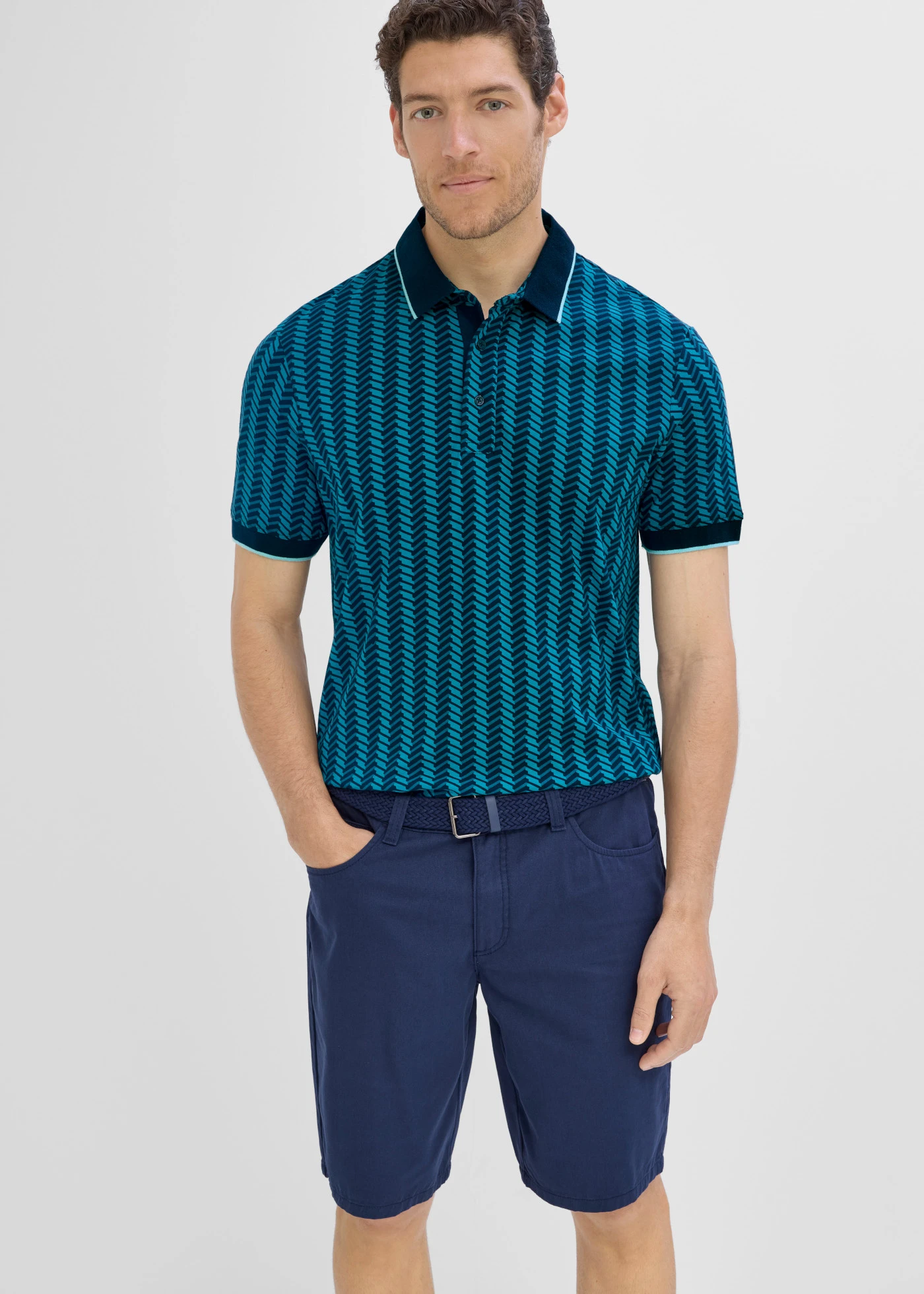 Bluză polo din bumbac organic 100% • bleumarin cu imprimeu • magazin bonprix